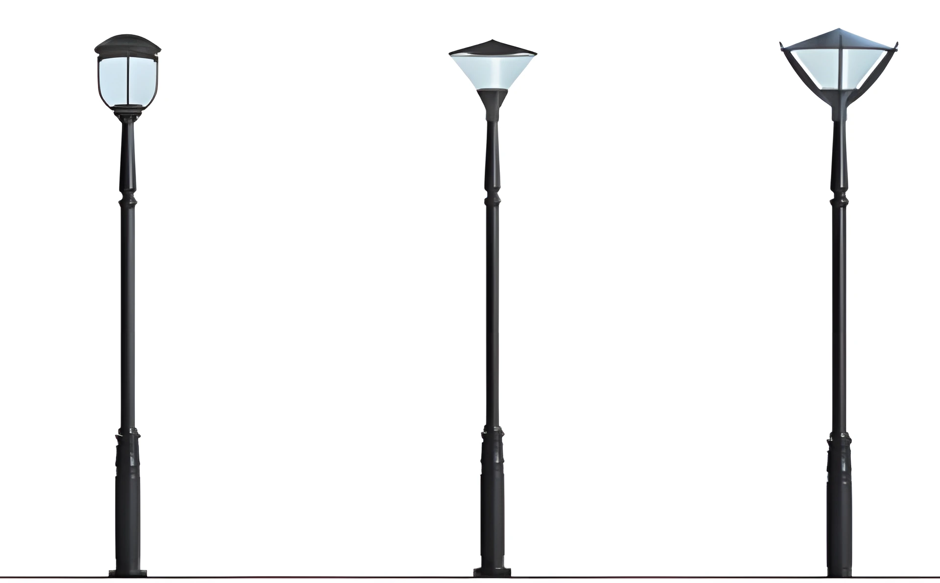 Catalogue illustration of courtyard lighting pole designs.